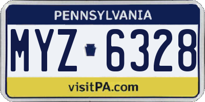 PA license plate MYZ6328