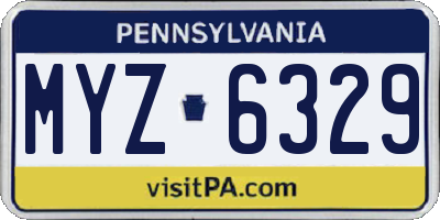 PA license plate MYZ6329