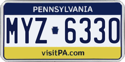 PA license plate MYZ6330