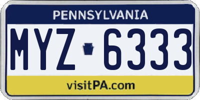 PA license plate MYZ6333