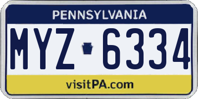 PA license plate MYZ6334
