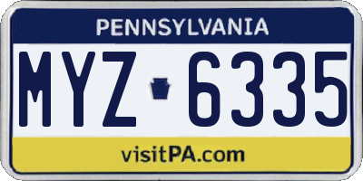 PA license plate MYZ6335