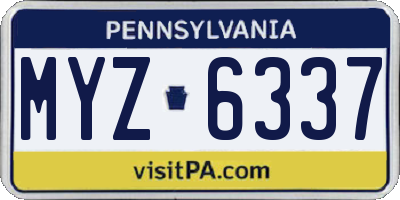 PA license plate MYZ6337