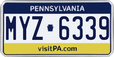 PA license plate MYZ6339