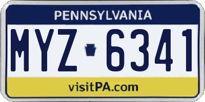 PA license plate MYZ6341