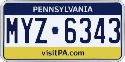 PA license plate MYZ6343