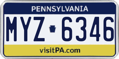 PA license plate MYZ6346