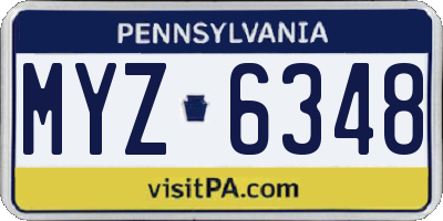 PA license plate MYZ6348