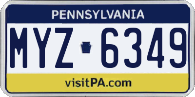 PA license plate MYZ6349