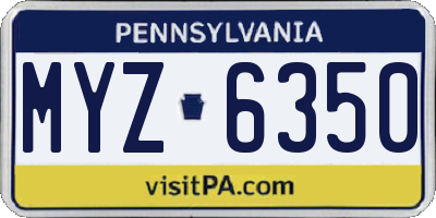 PA license plate MYZ6350