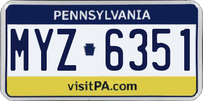 PA license plate MYZ6351