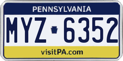 PA license plate MYZ6352