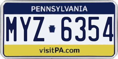 PA license plate MYZ6354