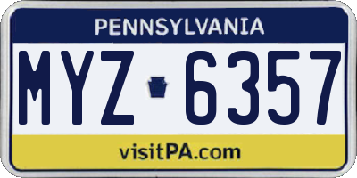 PA license plate MYZ6357