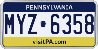 PA license plate MYZ6358