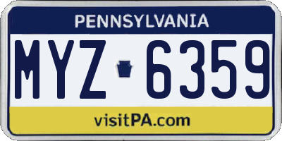 PA license plate MYZ6359