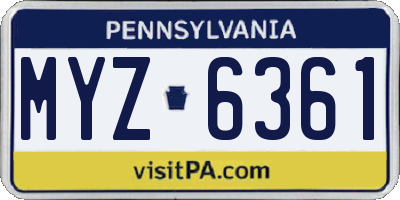 PA license plate MYZ6361
