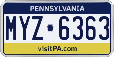 PA license plate MYZ6363