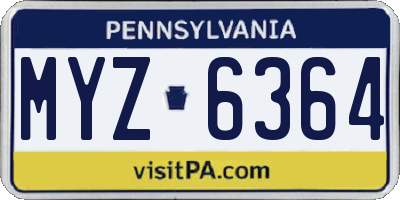 PA license plate MYZ6364