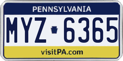 PA license plate MYZ6365