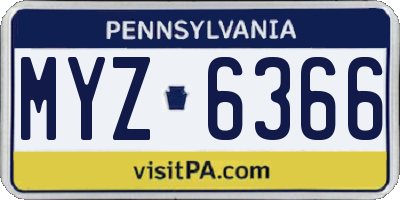 PA license plate MYZ6366