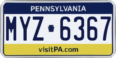 PA license plate MYZ6367