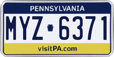 PA license plate MYZ6371