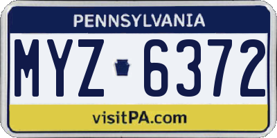PA license plate MYZ6372