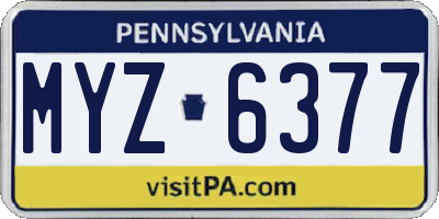 PA license plate MYZ6377
