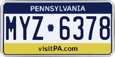 PA license plate MYZ6378