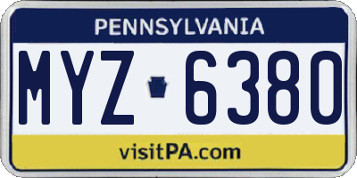 PA license plate MYZ6380