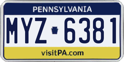PA license plate MYZ6381
