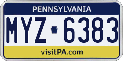 PA license plate MYZ6383