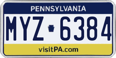 PA license plate MYZ6384