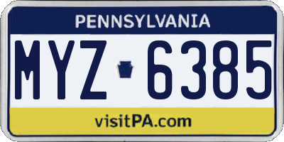 PA license plate MYZ6385