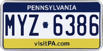 PA license plate MYZ6386