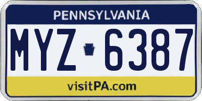 PA license plate MYZ6387