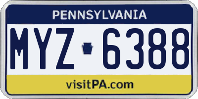 PA license plate MYZ6388