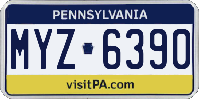 PA license plate MYZ6390