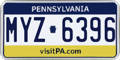 PA license plate MYZ6396