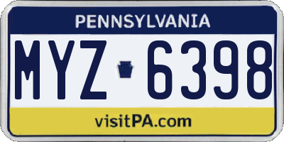 PA license plate MYZ6398