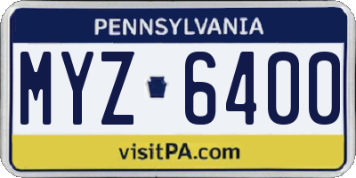 PA license plate MYZ6400