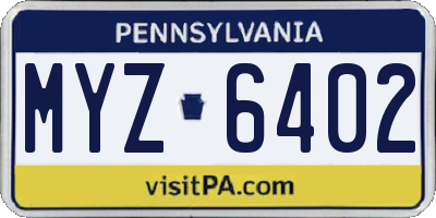 PA license plate MYZ6402