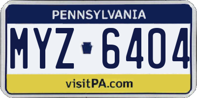 PA license plate MYZ6404