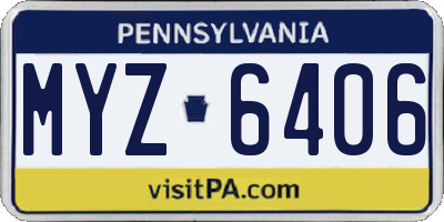 PA license plate MYZ6406