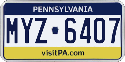 PA license plate MYZ6407