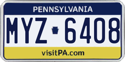 PA license plate MYZ6408