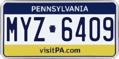 PA license plate MYZ6409