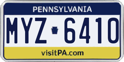 PA license plate MYZ6410