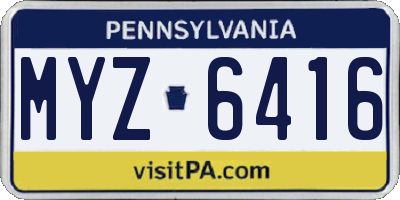 PA license plate MYZ6416
